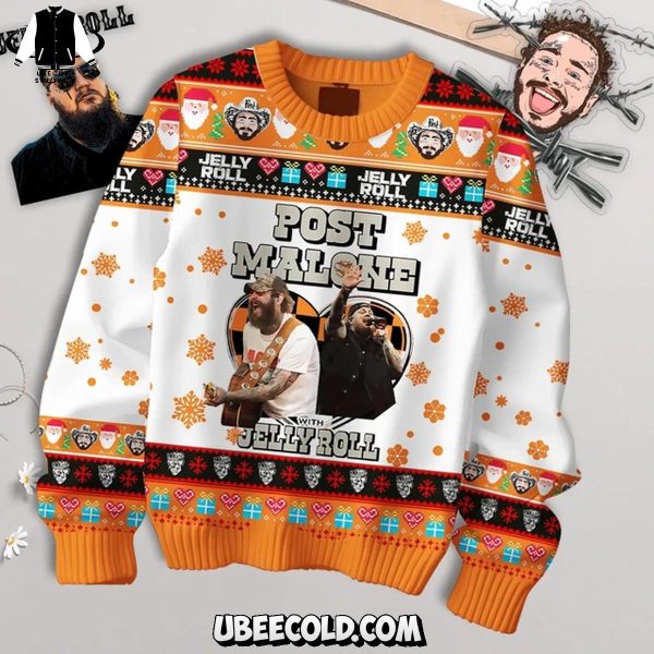 Post Malone Posty With Jelly Roll Concert In Christmas Ugly Sweater